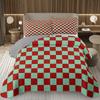 Retro Karierte Tagesdecke Twin Queen Vintage Ausgefallen Geometrisch Karomuster Gestepptes Bettwäscheset Schachbrettmuster Gitter Wendbare Tagesdecke Set