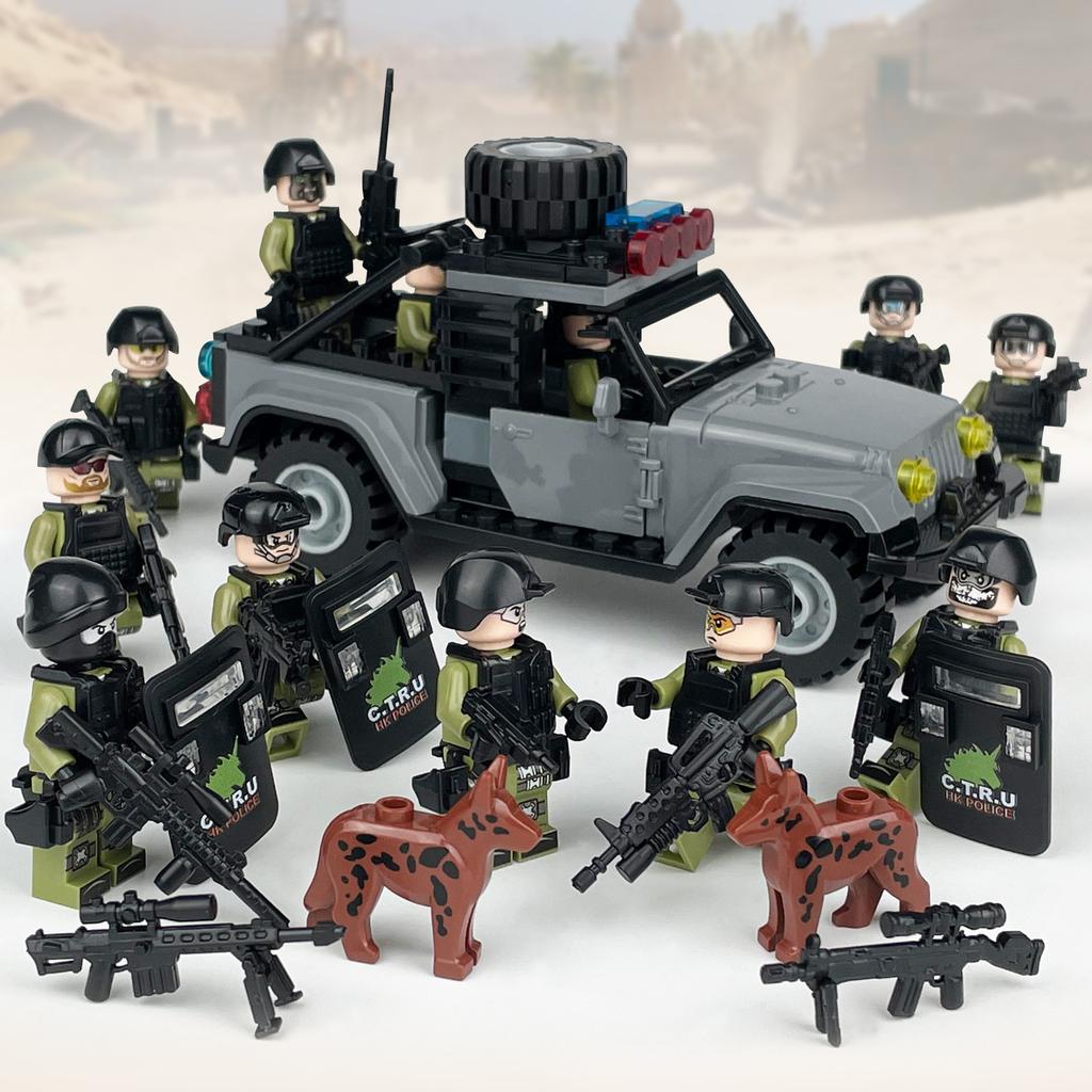 Package Small Particles Building Block Toy Miniature Weapon M-27 Off-Road Vehicle Pickup Truck Swat Car