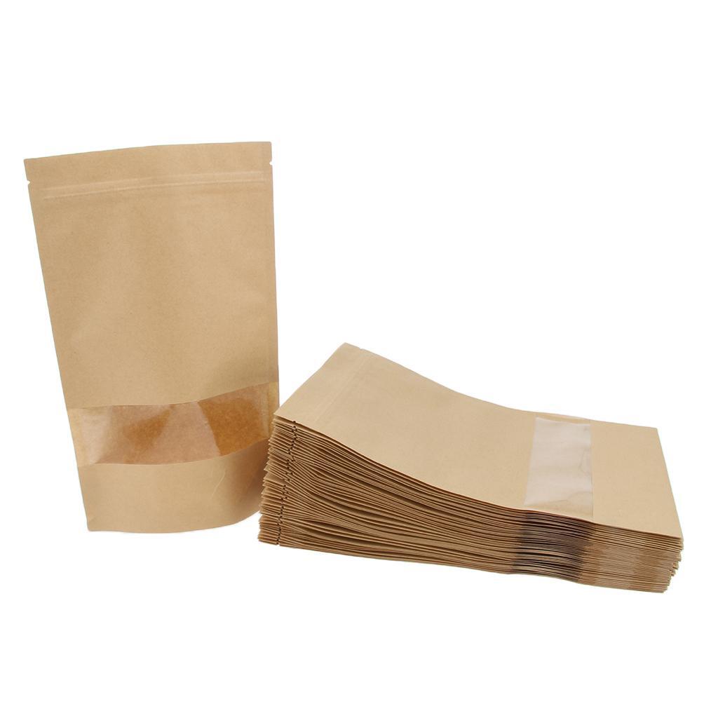 Pack of 50 Kraft Paper Bags with Zipper Closure and Window 18x26 4 Convenient and Stylish Packaging Option