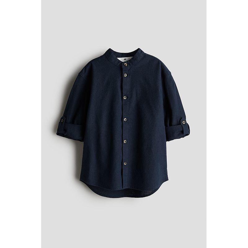 

HM Children s Clothing Boys Autumn 2025 New Arrival Linen Blended Chinese Collar Shirt 1273944