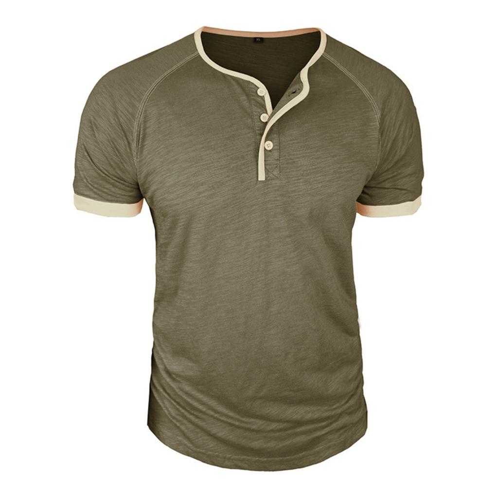 Men’s Slim Fit Lightweight Breathable Raglan Sleeve Henley Neck Short Sleeve Athletic Casual Shirt Top