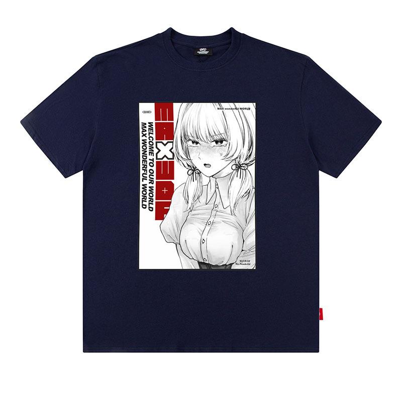 Trendy Brand Men'S Y2K Cartoon Printing T-Shirt Japanese Street Trend Large Version Loose Cotton T-Shirt Men And Women