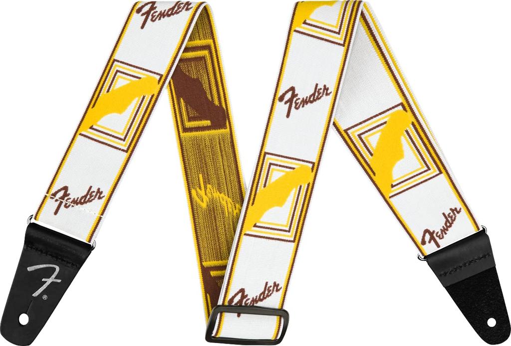 Strap Monogrammed [Fender] Weighless™ 2" Strap, White/Brown/Yellow