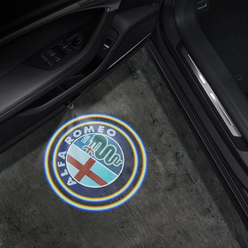Car Sticker For Alfa Romeo 159 147 LED Wireless Car Welcome Lights Car Door HD Projector Lamp For Alfa Romeo Giulia 159 156 Stel zl8