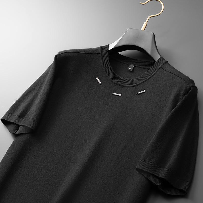 Plus Size Men's Round Neck Short Sleeve Knit Pullover - 2025 Autumn/Winter Collection