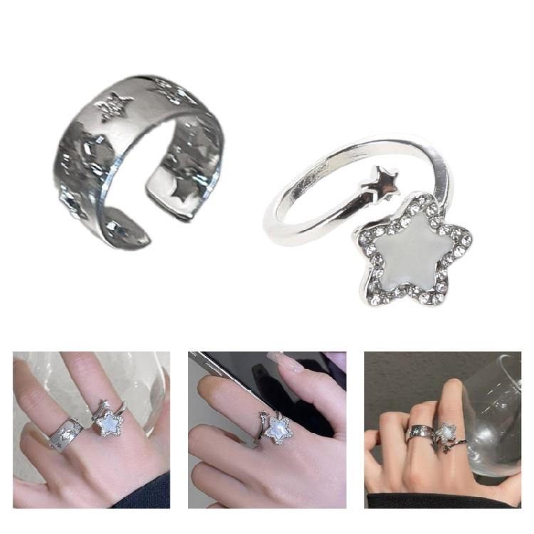 Five-Pointed Stars Finger Rings Jewelry Adjustable Punk Finger Rings Gift