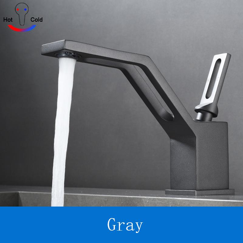 

Creative Bathroom White Basin Faucet Brass Hot And Cold Faucet Splash Proof Single Hole Single Handle Sink Tap Deck Mounted серый