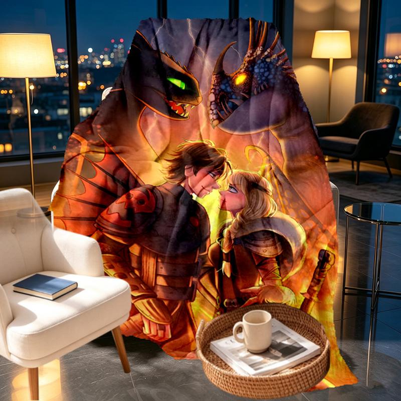 How to Train Your Dragon Print Blanket - Soft & Comfortable, for Bedroom, Travel, Sofa, Home Decoration - Birthday Christmas Gift for Friend