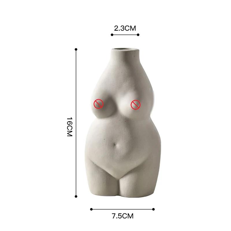 Resin Vases Body Art Bust Statue Flower Insert Ornaments Frosted Porcelain Crafts Creativity Vase Desk Decor Home Decoration