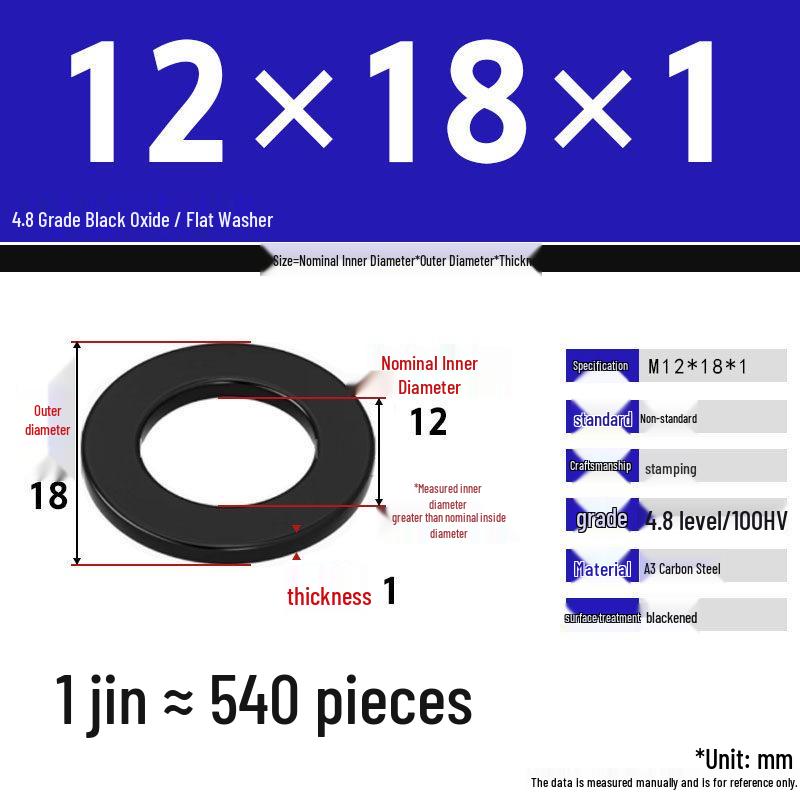Blackened Enlarged Thickened Metal Washer - M3-M42