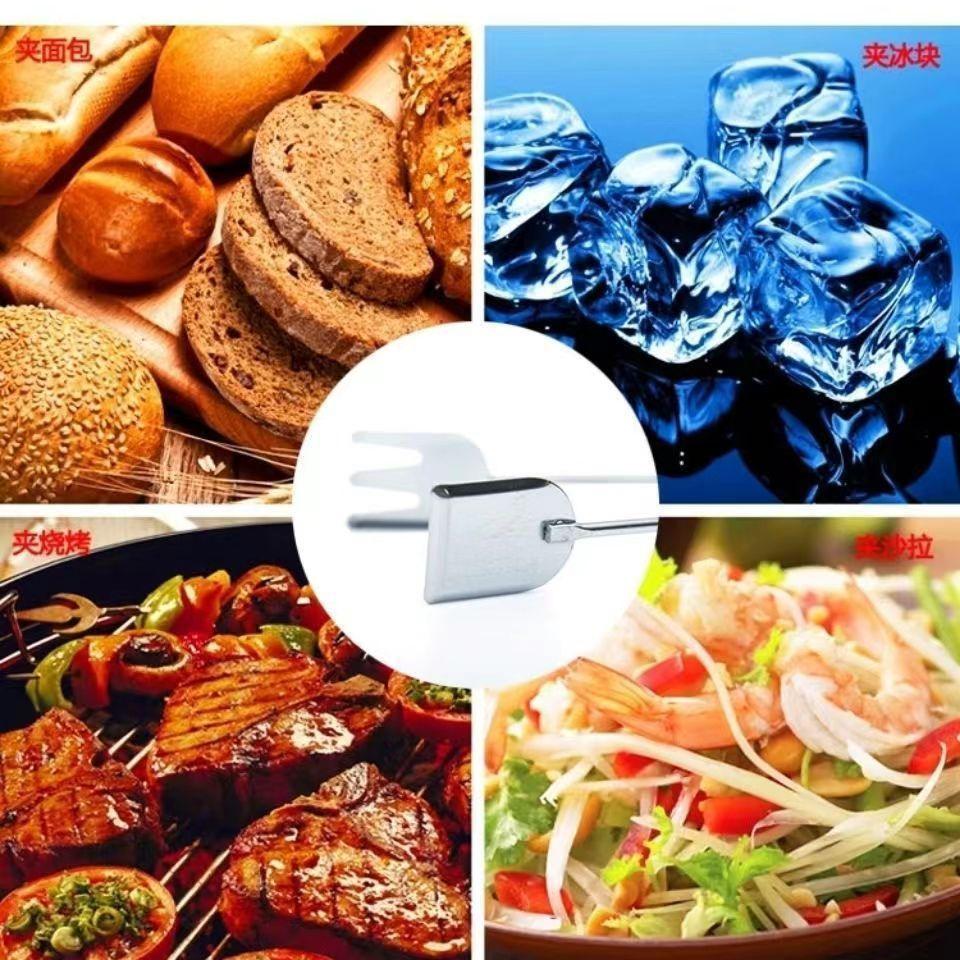 1/3 Multifunctional Grill Tongs Stainless Steel Grilled Food Clip    Vegetable Meat Charcoal Tongs Outdoor Convenient BBQ Tools