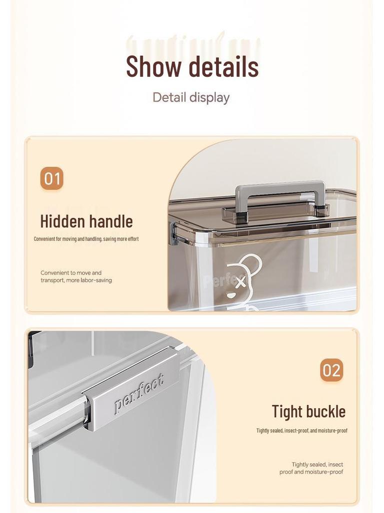 Průhledný plastový úložný box velké kapacity na oblečení, hračky, svačiny a knihy