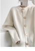 Thick Knit Single-Breasted Solid Color Cardigan - Loose Fit, Round Neck