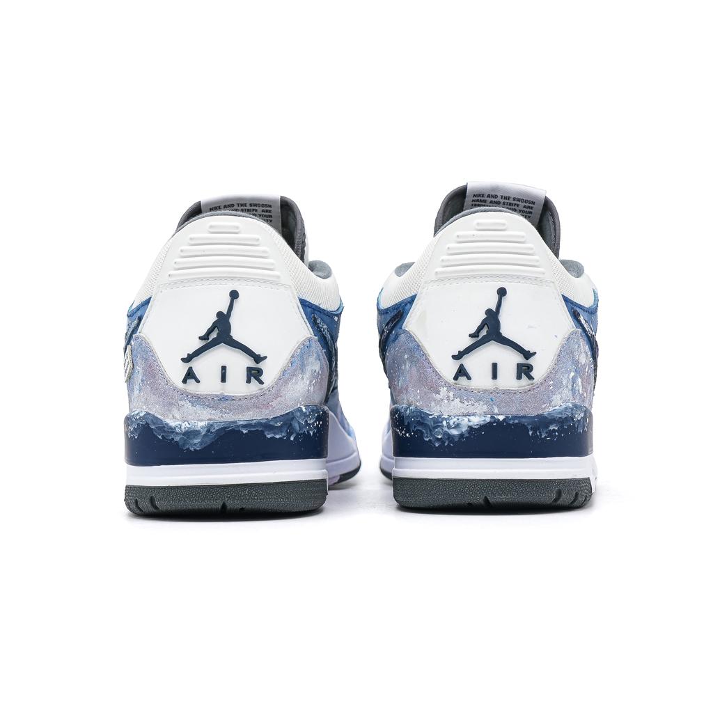 Jordan Legacy 312 Galaxy Suede Abrasion Resistant Low top Vintage Basketball Shoes Men's White Blue CD7069-124(Team1068)