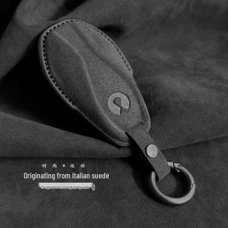 Suede Key Cover for 25 Denza D9: Protective Shell with Buckle, High-End Interior Accessory.
