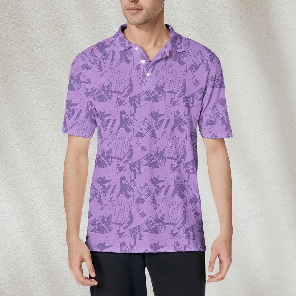 Men's Fashion Printed Short Sleeve Soft Cotton Collar Shirt