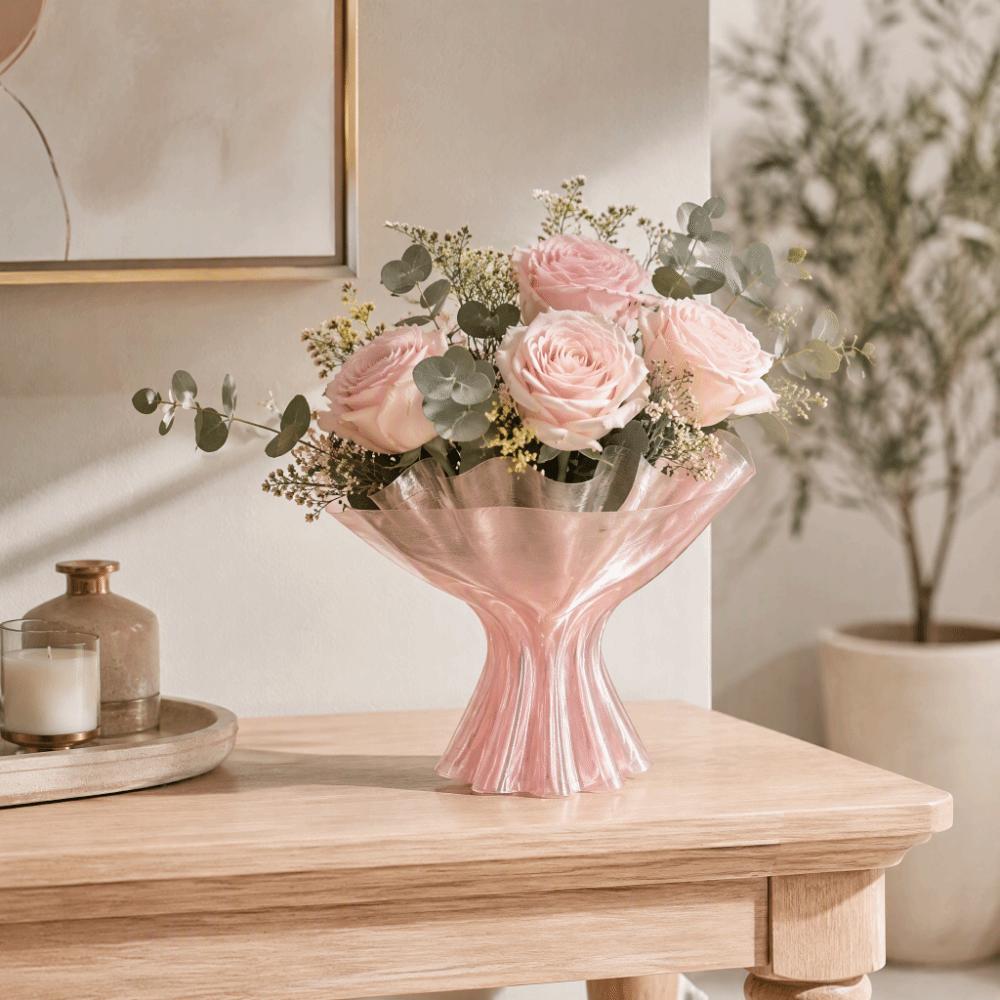 Swirl Pattern Decorative Vase Vintage Style Flower Plant Pot Minimalist Floral Decor Office Desk