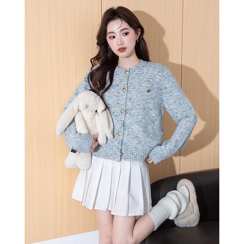 TonLion Women's Elegant Chic Round Neck Cardigan