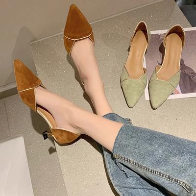 Fashion 2024 New French Retro  High Heels Women's Thin Heels Hollow Pointed Shallow Mouth Korean Edition Fairy Style Sandals