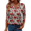 Women's Casual Fashionable Sexy Comfortable V-Neck Christmas Three-Quarter Sleeve Top