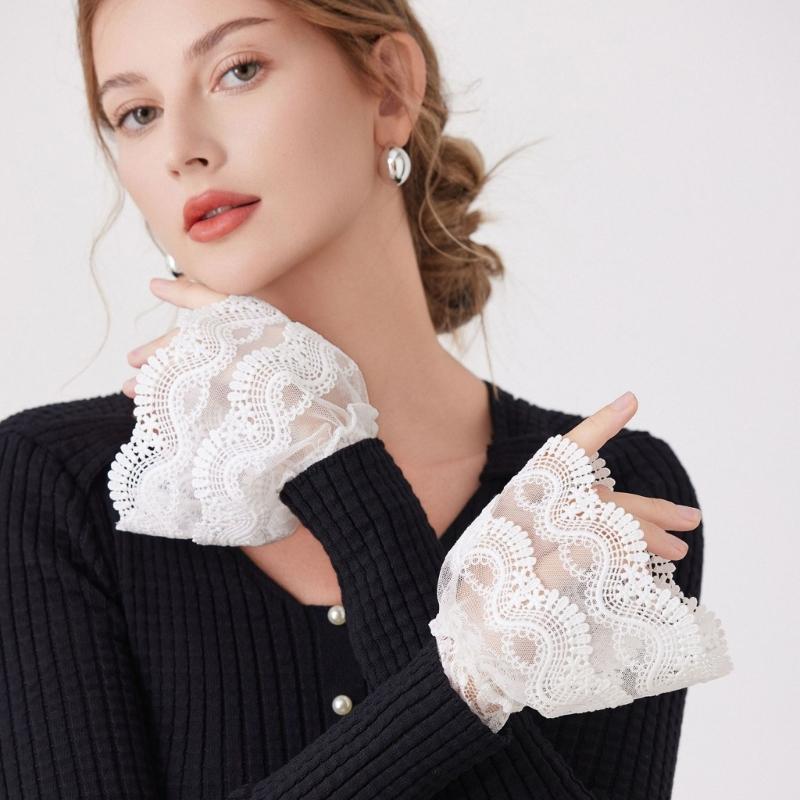 Breathable Lace Detachable Sleeve Wrist Cuffs Sleeves Multipurpose Arm Covers For Office Women Formal Event Daily Outfit