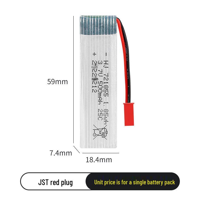 3.7V 500mAh 25C High Discharge Lithium Battery for UDIRC U818A/H37 Aircraft