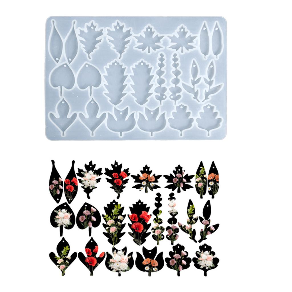 Premium Food Grade Silicone Leaf Earring Pendant Mold Sturdy Ear Jewelry Mold For DIY Resin Jewelry Keychain Crafting