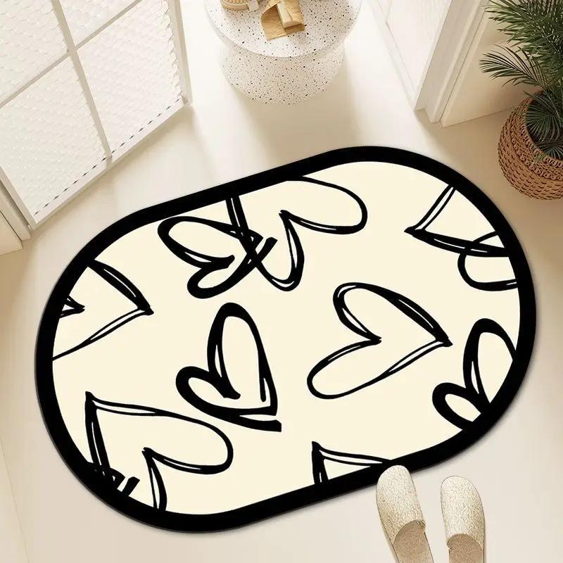 Love red door mat bathroom diatom mud absorbent floor mat door mat simple Internet celebrity atmosphere