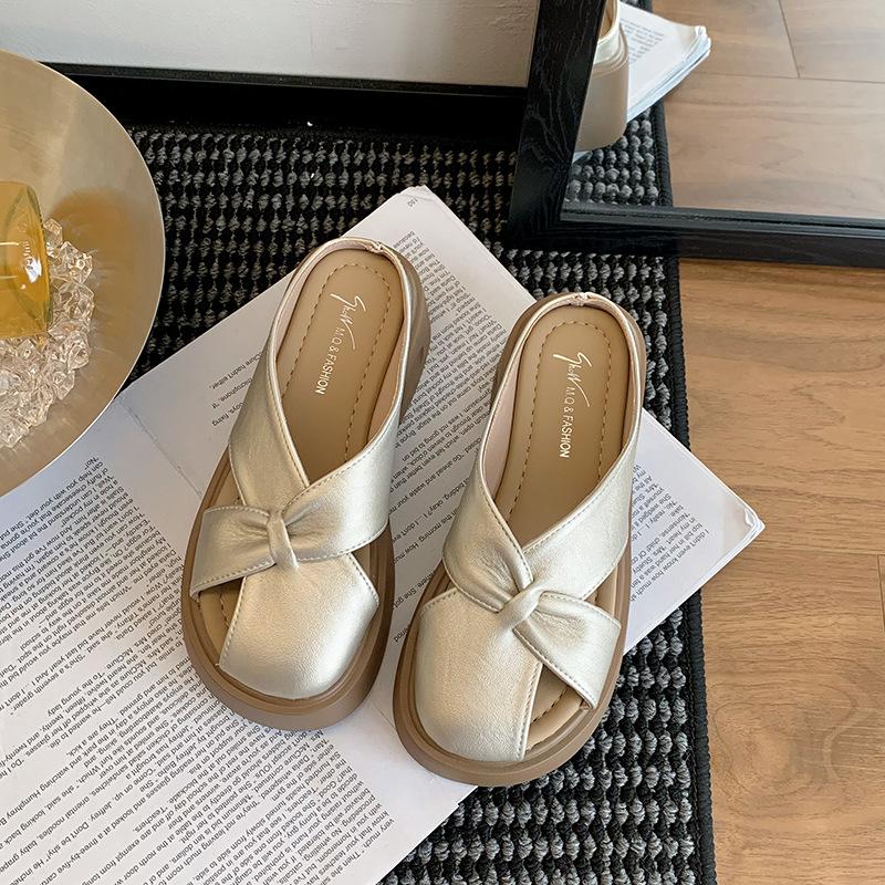 

Женские полушлепанцы на толстой подошве 5 см, летняя новинка 2025 года, с круглым носком, на толстой подошве, с бабочкой, удобные для носки на улице, женская обувь 37