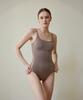 Habeumong Scoop Neck Slim Swimsuit Dark Beige