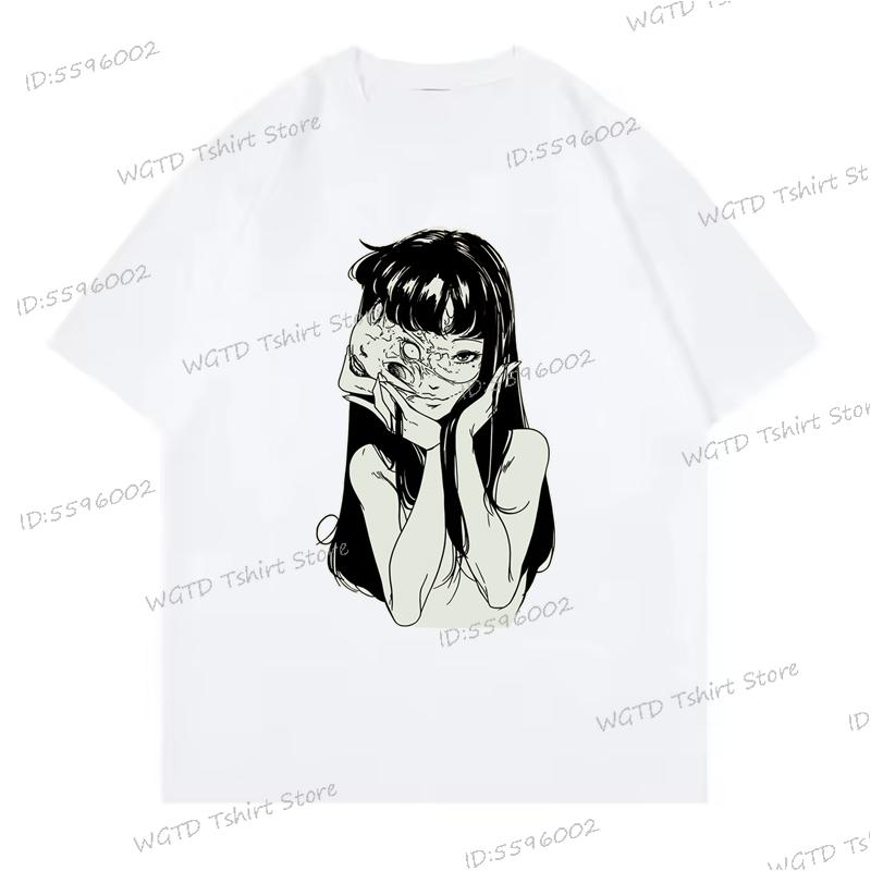 New Anime Tomie Print Top Tees Men Women Vintage Print Streetwear Hip Hop Tshirt Fashion Comic Tomie Y2K Graphics T-shirt Unisex