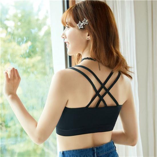 Roupa Íntima Feminina Costas Duplo XX Estilo Coreano Sem Aro de Aço Peito