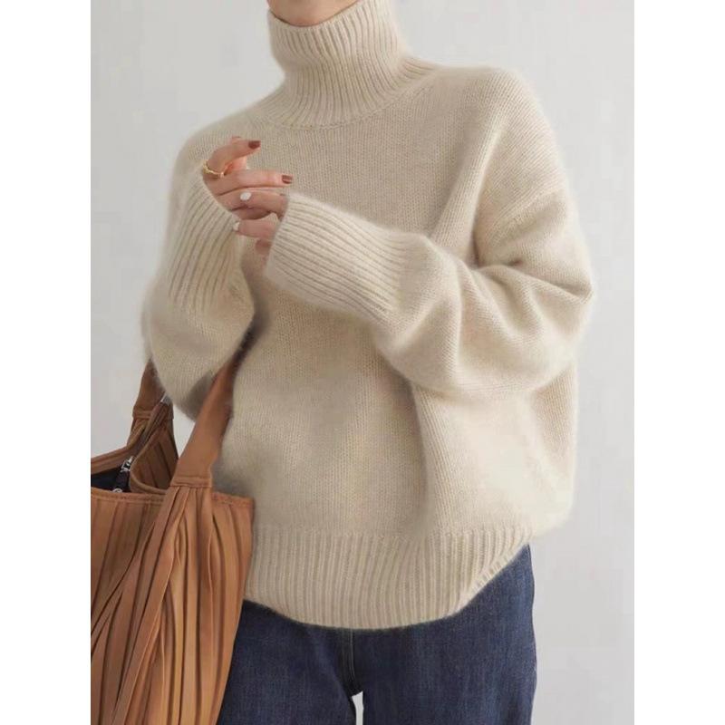 Winter High Neck Women's Loose And Versatile Knitted Pullover Sweater