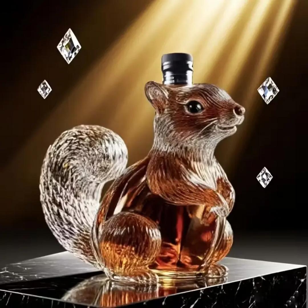 Animal Squirrel Modeling Whiskey Bottle Glass