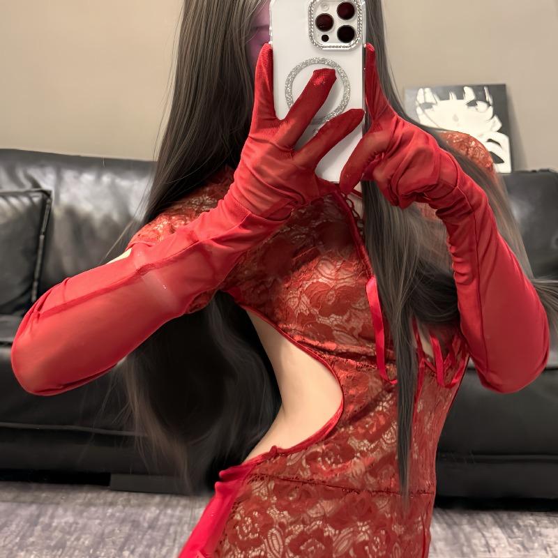 Sexy Underwear Accessories, Sexy Mesh Gloves, Lace Accessories, Long Sleeves, Purple Charm Qqny Pure Desire Charm