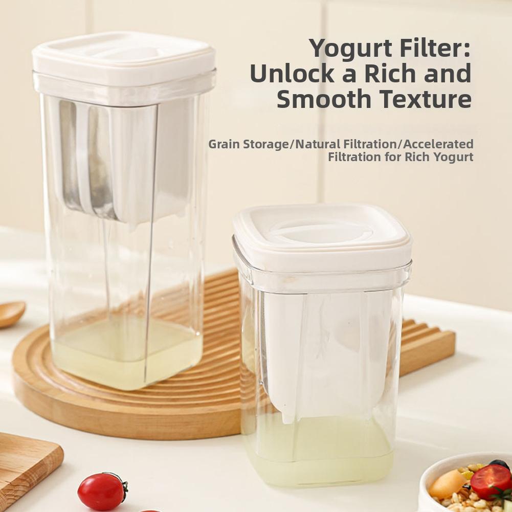 2 in 1 Yogurt Filter & Strainer Fine Mesh Transparent Box Homemade Screen Cheese Moisture Seperator Maker for Kitchen