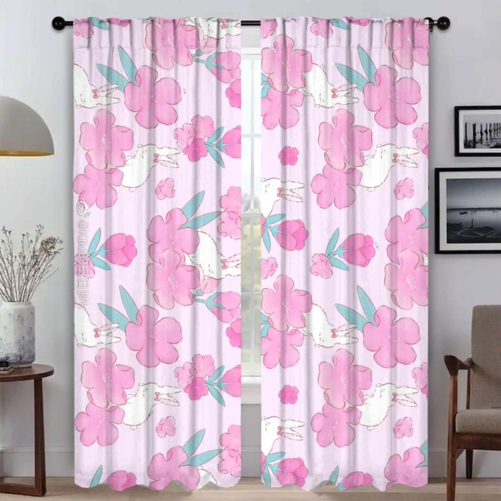 Floral Shades Halloween Decoration Modern Living Room Curtains for Camera Partition Blackout Curtain Tulle for Bedroom Kitchen