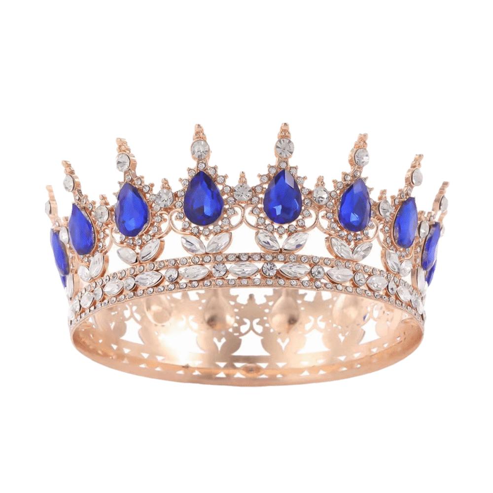 

Украшения для торта Барочные короны для конкурса красоты Стразы Корона королевы принцессы Свадебная корона для женщин Gold&Blue