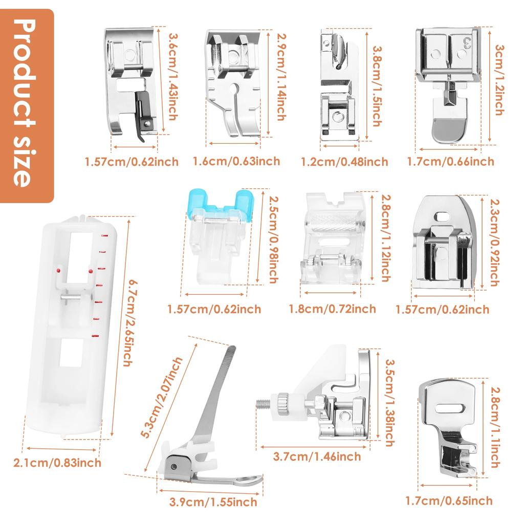 11Pcs Sewing Machine Presser Foot Set Snap On Presser Foot with Pleating Foot Invisible Zipper Foot Sewing Machine Accessories
