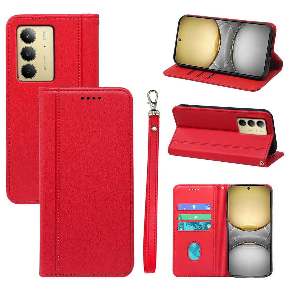 HX01 Peněženkové pouzdro pro Realme C75 s magnetickým zavíráním, PU kožený kryt na telefon