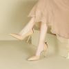 6-1 pointed thin heel high heels women's side empty bow high heel single shoes nude professional work shoes