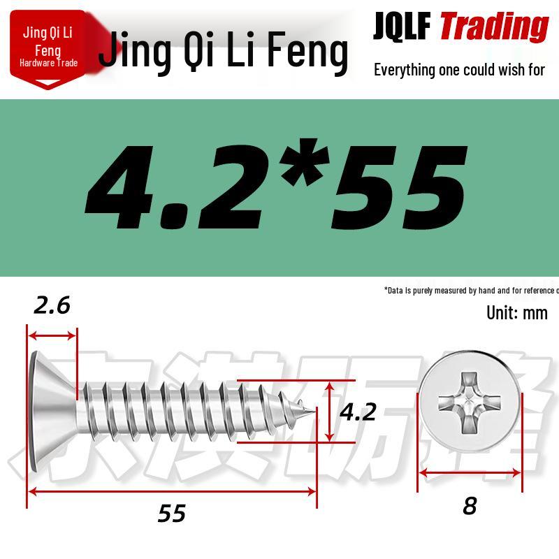 304 Stainless Steel Countersunk Self-Tapping Screw for Furniture & Outdoor Construction (GB/T 846)