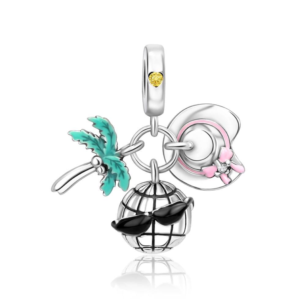 Grüne Farbe Charms Fit Armbänder 925 Silber Avocado Klee Perle Kaktus Chamäleon Zirkon DIY Schmuck Charme