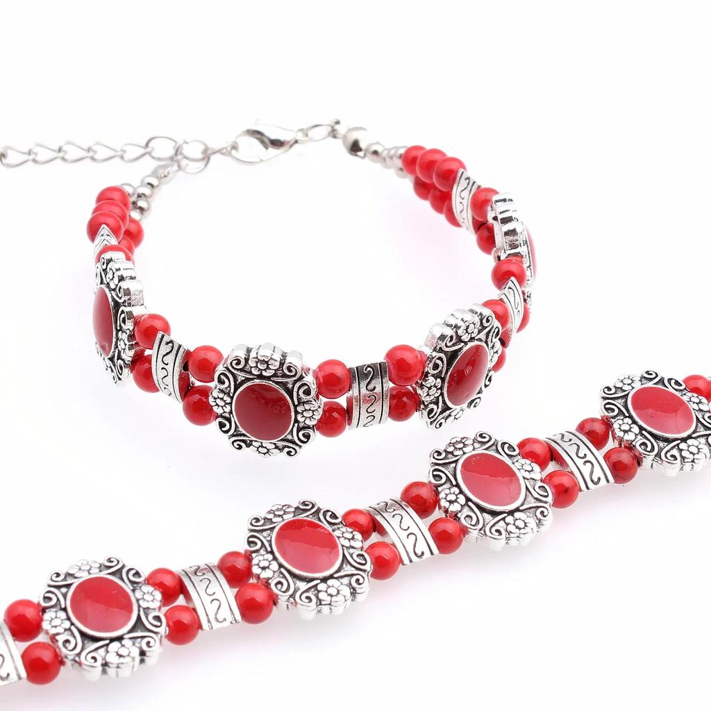 Natural Garnet Woven Ball Bracelet Hollow Garnet Small Fish Bracelet Single Loop Fashion Women's Bracelet