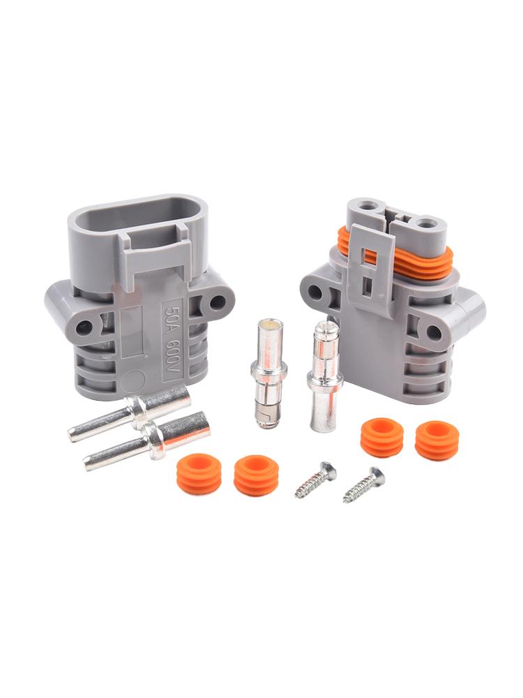50A 600V Male/Female Connector for Electric Vehicle Battery Waterproof and Straight Cable for High Power Applications
