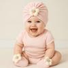 Elastic Infant Turban Hat Socks Set Soft Cotton Hat Sock Set Baby Headscarf Hat  Newborn Supplies