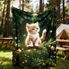 1pc Christmas Kitten Flannel Blanket, Comfortable and Warm Blanket, for Camping Sofa Bed and Couch Office021