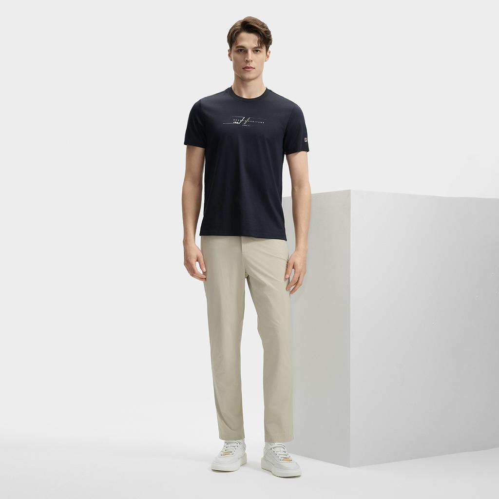 FILA Modern Heritage Fashion Casual Versatile Simple Short Sleeve T-Shirt Men Tops Legendary-Blue F11M431103FNV