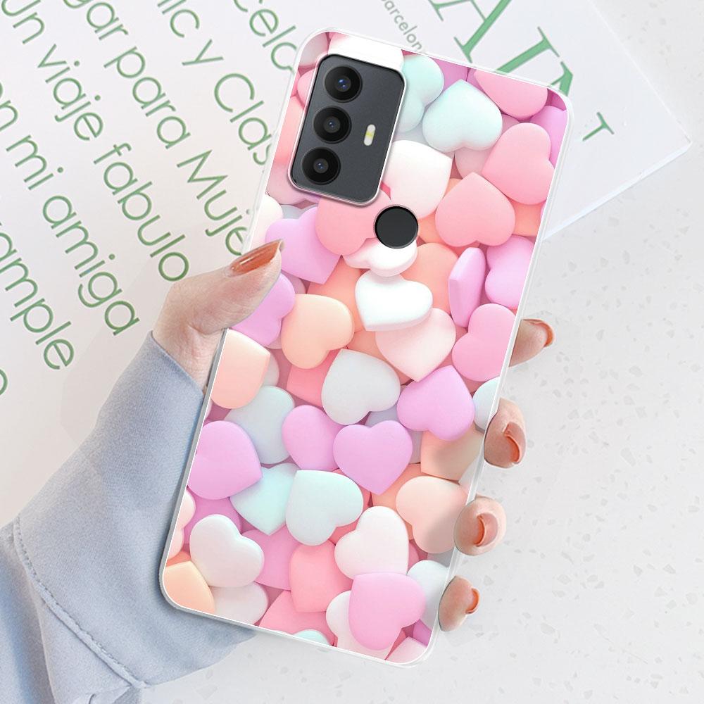 Für TCL 305 Hülle Für TCL 306 Blumenmuster Transparentes TPU Silikon Weiche Handyhüllen Cover Hülle Stoßstange Für TCL 305 306 Fundas