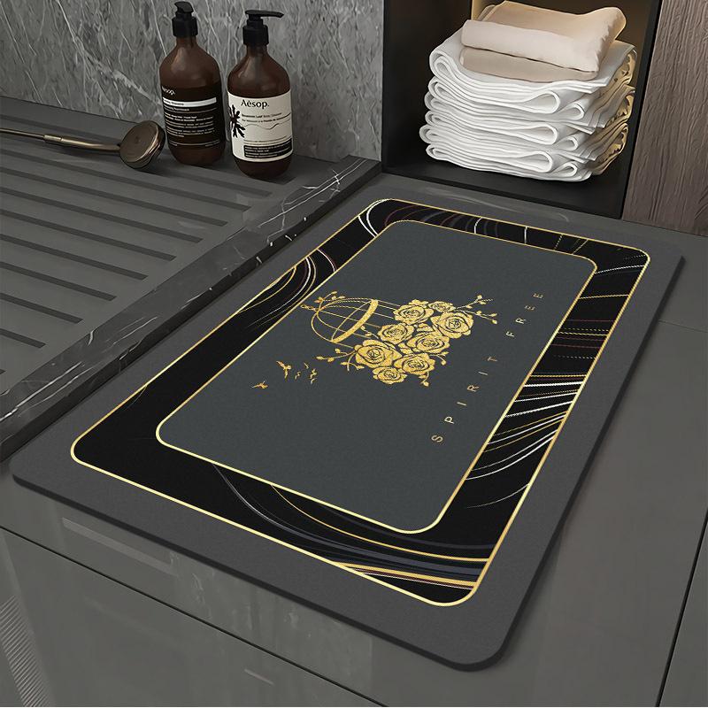 Light luxury style soft bathroom absorbent floor mat, quick drying anti fouling foot mat, washable bathroom